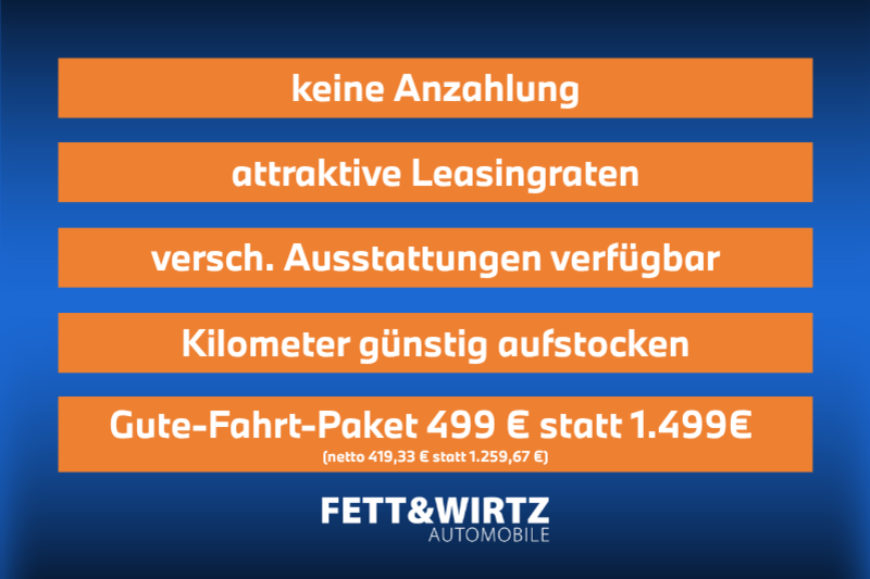 Vorteile des BMW Leasingangebots bei Fett und Wirtz: keine Anzahlung, attraktive Leasingraten, verschiedene Ausstattungen verfügbar, Kilometer flexibel aufstockbar, Gute-Fahrt-Paket für 499?€ statt 1.499?€. Preise inkl. MwSt.